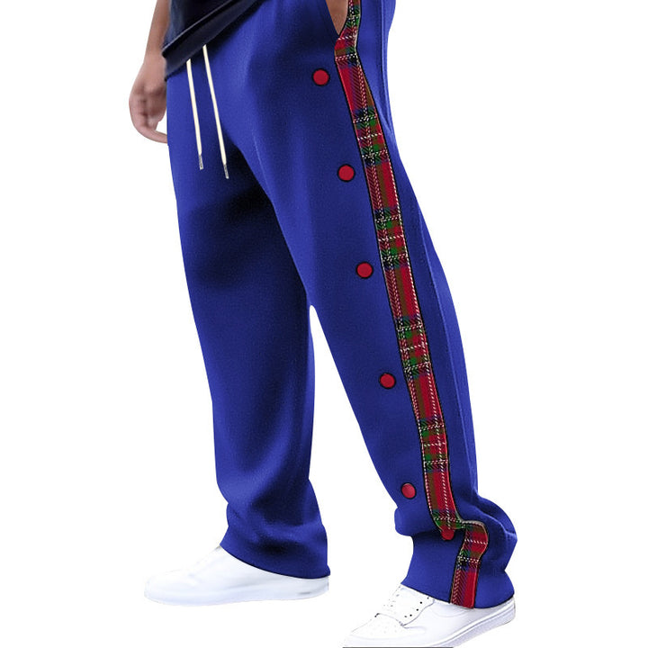 Comfortable men's jogger pants with side plaid pattern and functional snap buttons Lune London