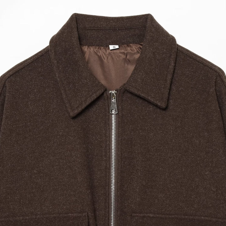 Ladies short jacket made of wool blend with zipper, flap pockets and elastic hem Amarae