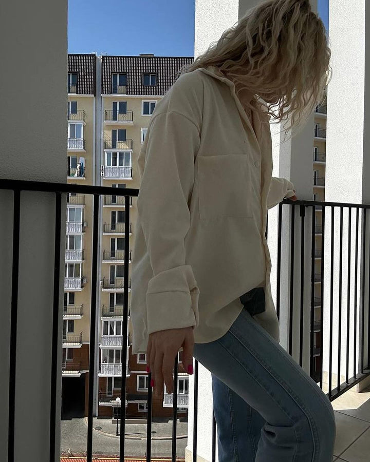 Casual shirt jacket for women in soft textured material Amarae