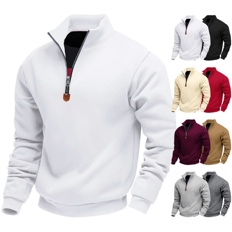 Men's Sporty Pullover with Half Zipper and Fashionable Stand-Up Collar Lune London