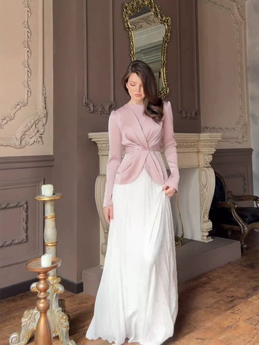 Women elegant quilted blazer set with pleated skirt Amarae