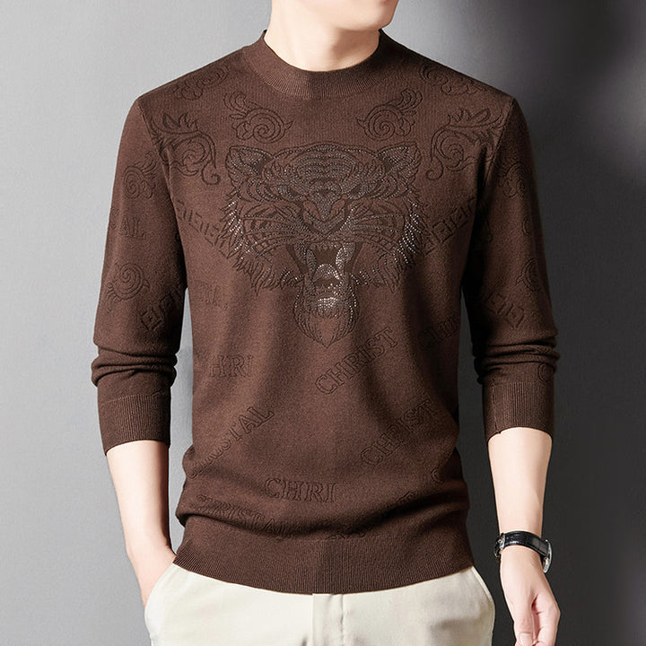 Knitted sweater for men with a unique lion pattern Lune London