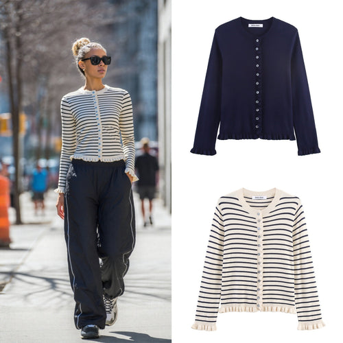 Ladies elegant cardigan with ruffle details Amarae