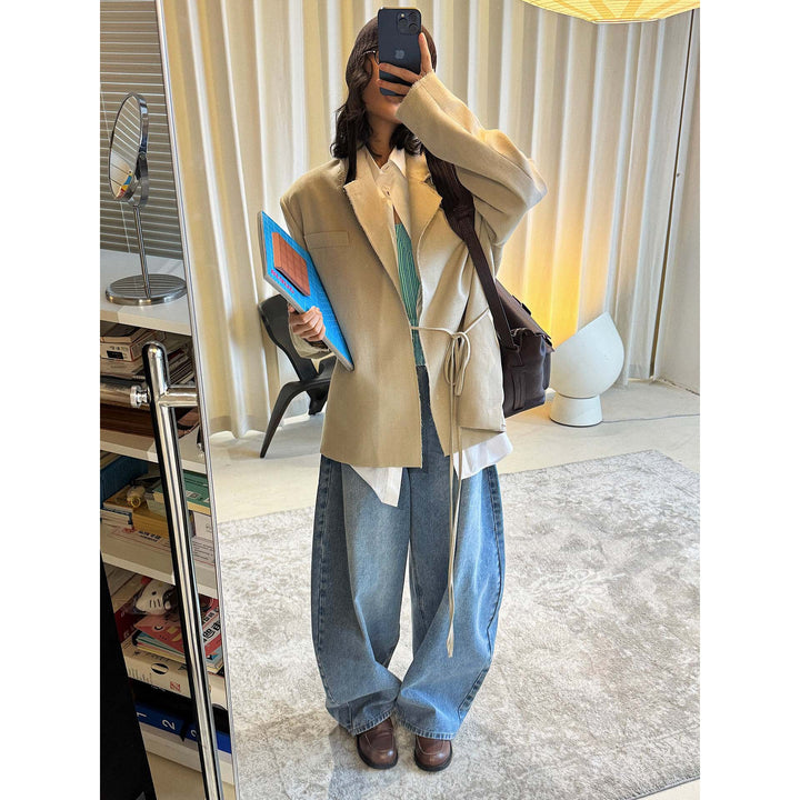 Women's Extra Wide High-Waist Denim Culotte in Balloon Baggy Cut Amarae