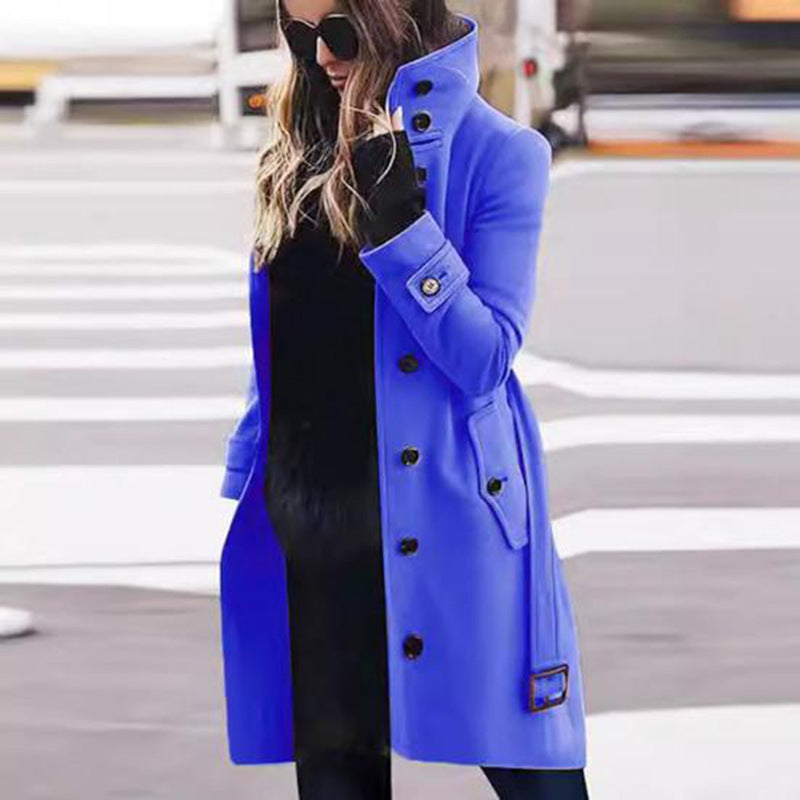 Ladies Elegant high collar coat with practical pockets Lune London