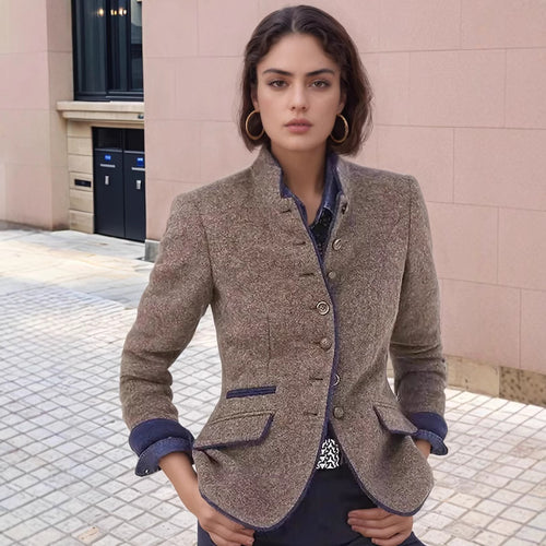 Ladies elegant blazer with decorative buttons and textured fabric Amarae
