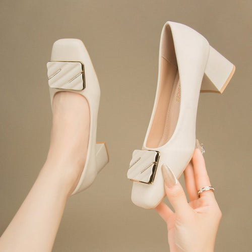 Elegant ladies square toe pumps with trendy buckle Amarae