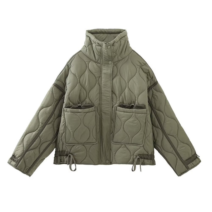Women's quilted jacket with standing collar oversized short jacket with drawstring Amarae