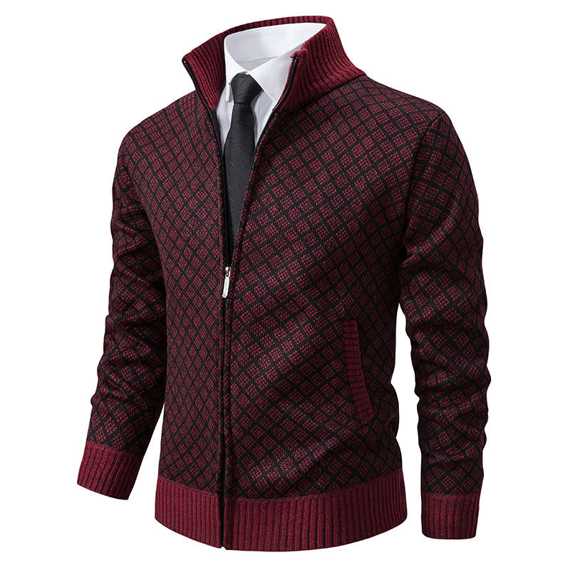 Zip jacket for men with modern diamond pattern Lune London