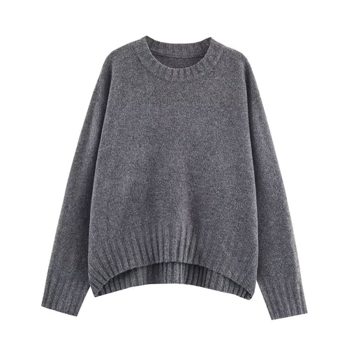 Casual round pullover for women with textured surface and dropped shoulders Amarae