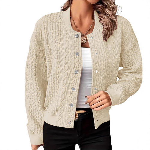 Knitted jacket for women with textured surface and button closure Amarae