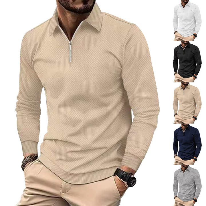 Fashion high collar sweater for men with structured fabric and zipper Amarae