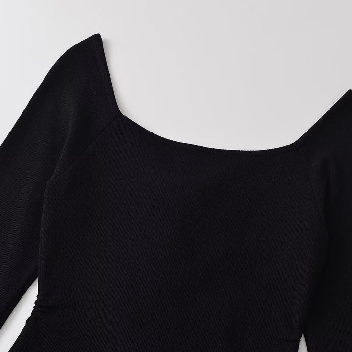 Women's Ruched Long Sleeve Top with Asymmetrical Peplum and Decorative Button Placket Amarae