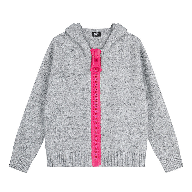 Women’s Hooded Cardigan with Oversized Zipper and Soft Mohair Mix Amarae