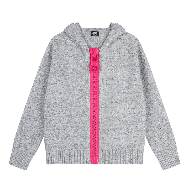 Women’s Hooded Cardigan with Oversized Zipper and Soft Mohair Mix Amarae