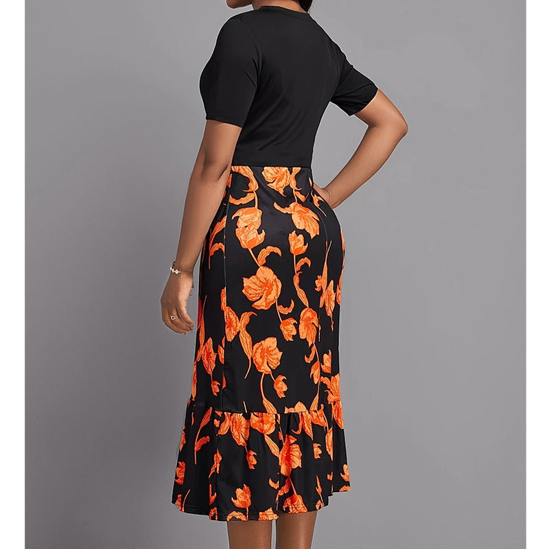 Ladies Elegant Dress with Floral Pattern and Button Details Lune London