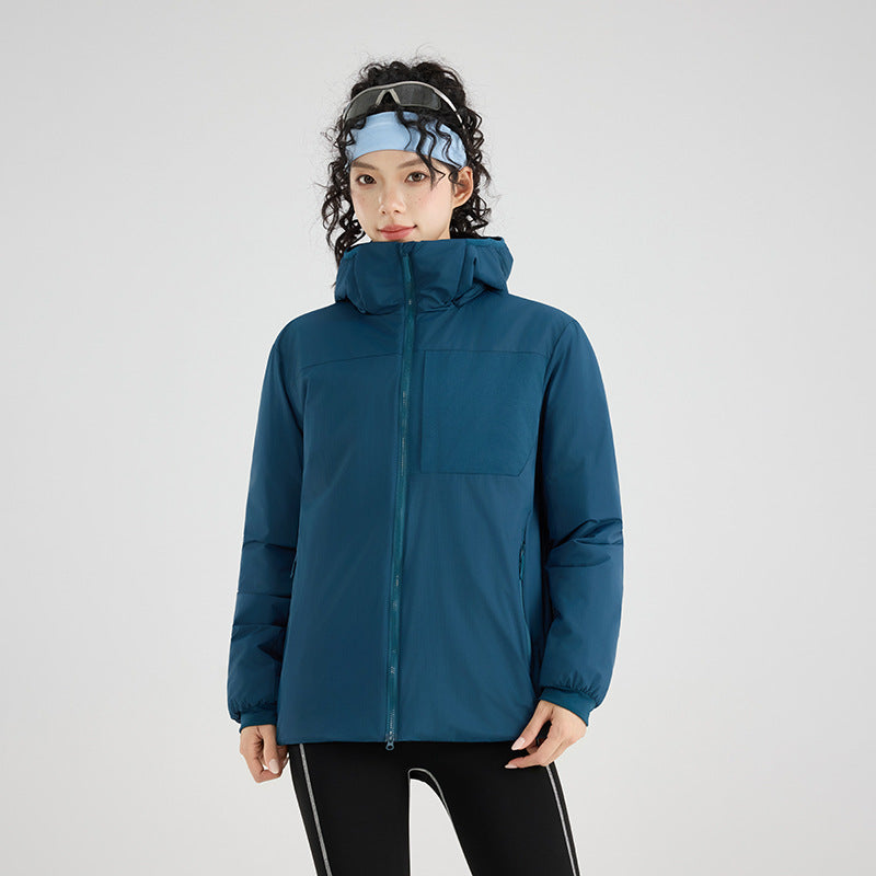 Women's Insulated Outdoor Quilted Jacket with Hood, Chest Yoke and Elastic Cuffs Amarae