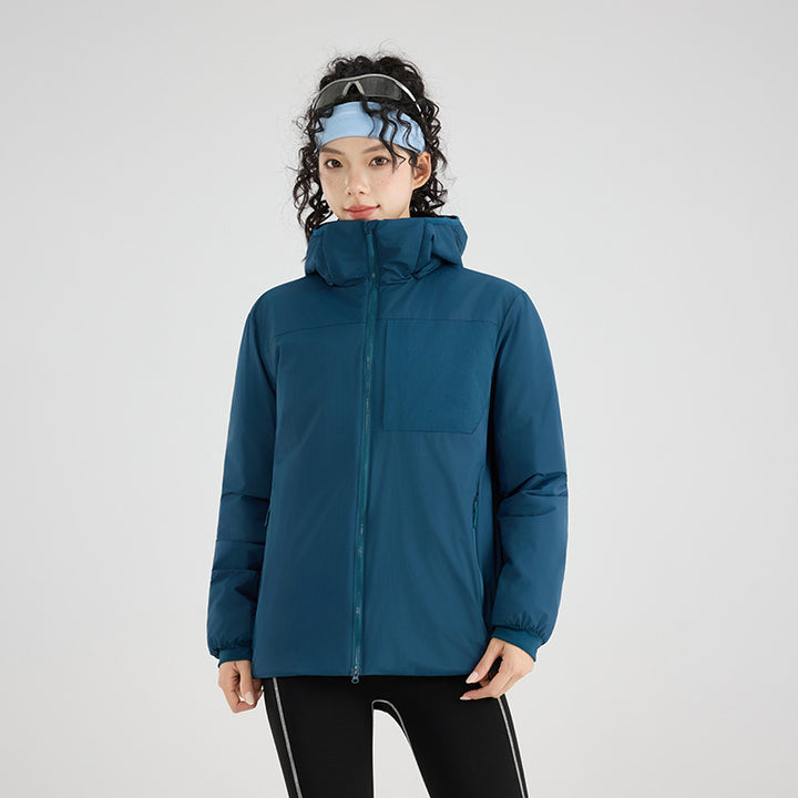 Women's Insulated Outdoor Quilted Jacket with Hood, Chest Yoke and Elastic Cuffs Amarae