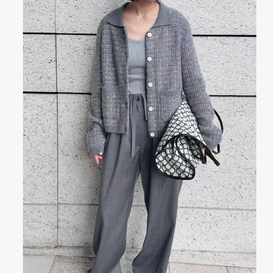 Ladies trendy knit cardigan with practical pocket design Lune London