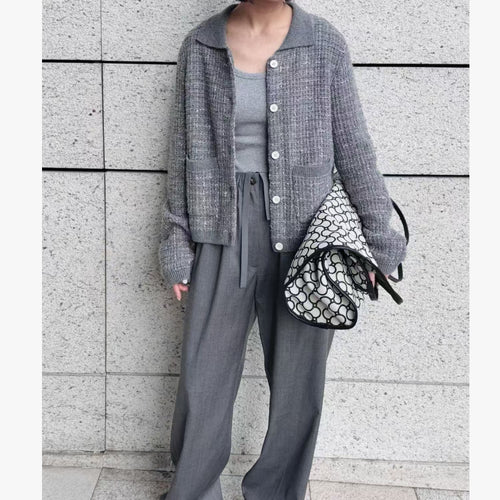 Ladies trendy knit cardigan with practical pocket design Amarae