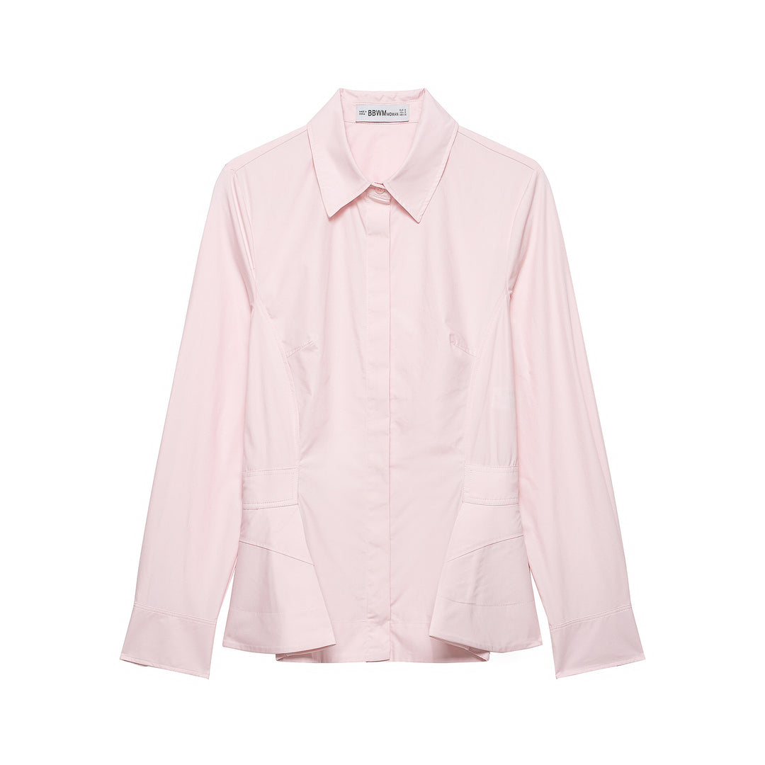 Women's Tailored Blouse Jacket with Peplum and Concealed Button Placket Amarae