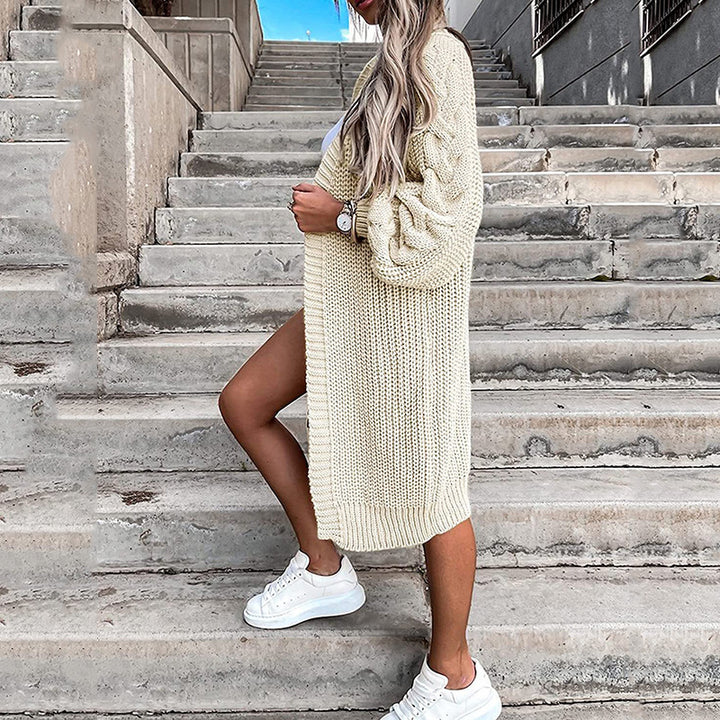 Cardigan for women with voluminous sleeves and a modern openwork pattern Lune London