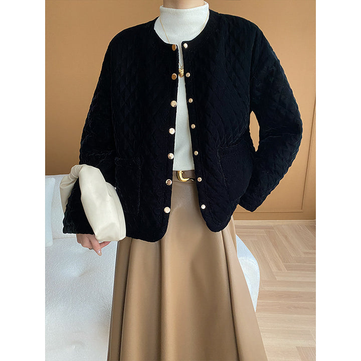 Women's quilted transitional jacket with contrasting buttons Chic & Stil