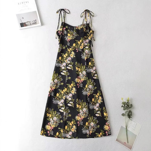 Maxi dress for women with floral design and thin spaghetti straps Amarae
