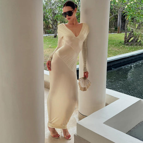 Elegant long maxi dresses for women with refined draping Amarae
