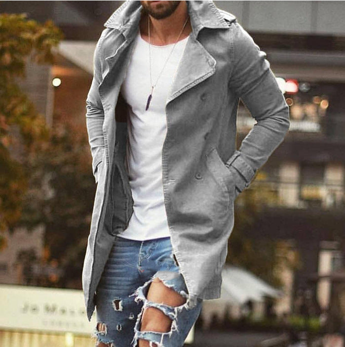 Casual trench coat for men with double-breasted buttons and elegant flap Amarae