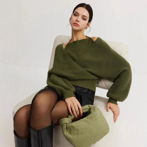 Oversized knitted sweater for women with draped effect Amarae