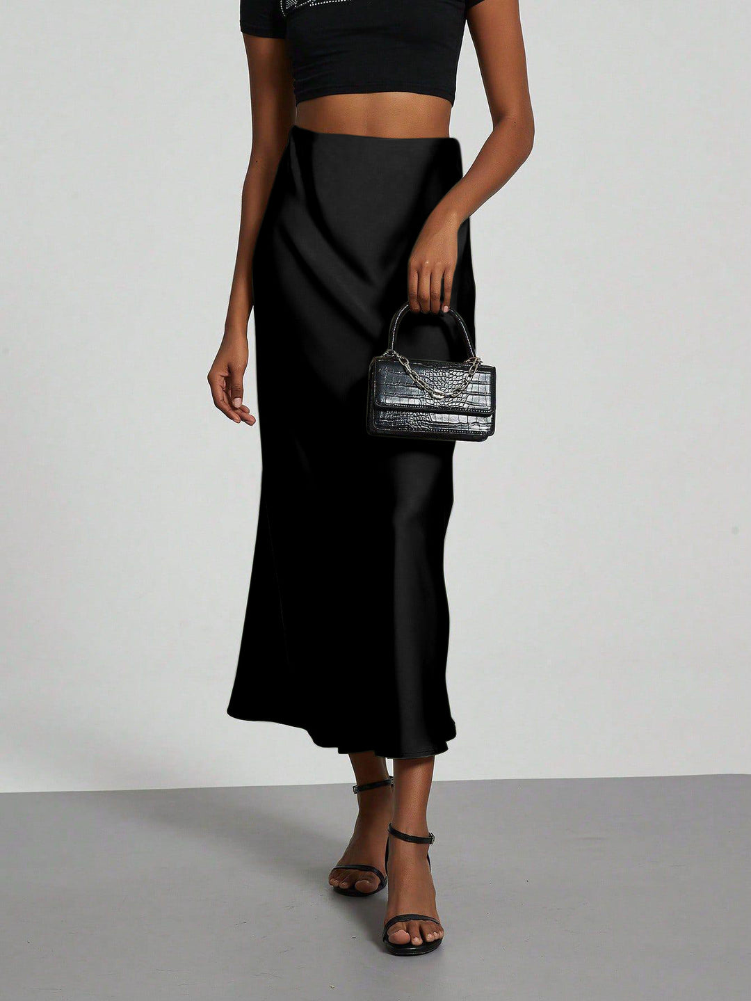Women Elegant and flowing Satin Maxi Skirts Lune London