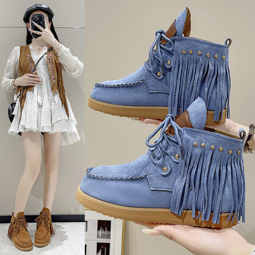 Ladies moccasins with fringes and golden accents Amarae