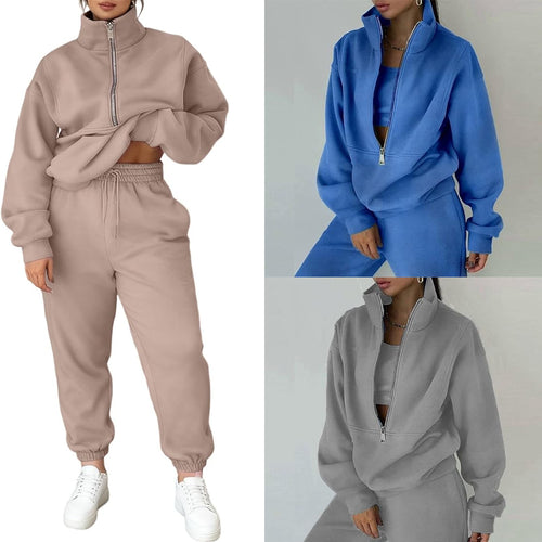 Pull en polaire doux pour dames avec col haut et fermeture éclair Chic & Stil