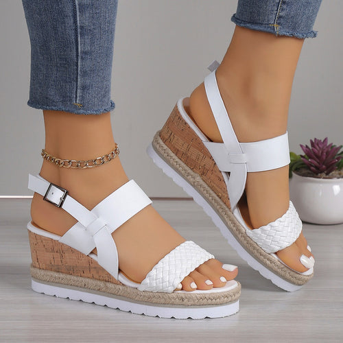 Wedge sandals for women with a refined strap design and a comfortable cork sole Amarae