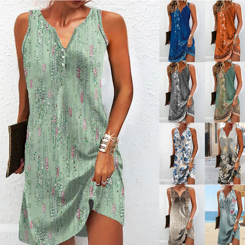 Elegant summer dress for women with deep V-neck and seductive pattern Amarae