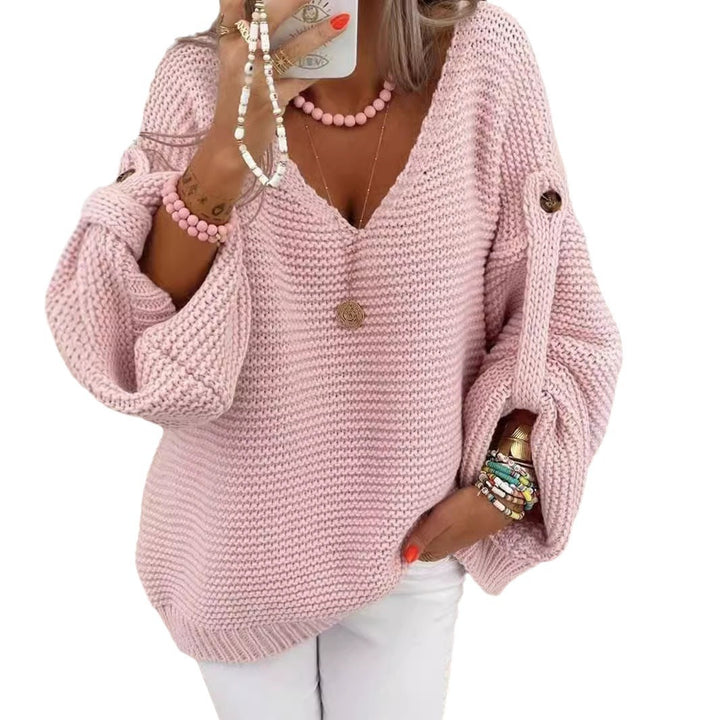 V-neck knitted sweater for women with a loose fit Lune London