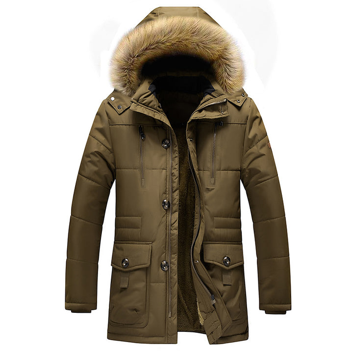 Men's Urban Winter Parka with double closure, fur-lined hood, and multifunctional utility pockets Amarae