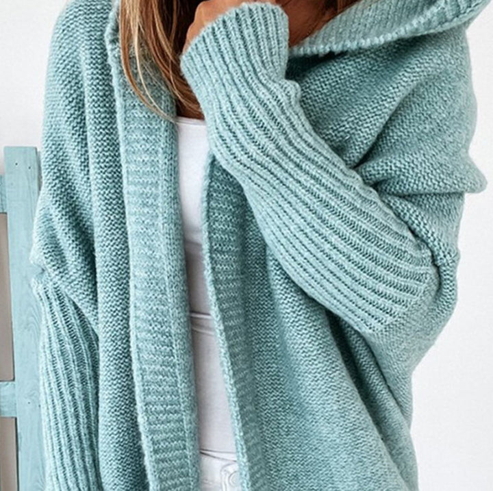 Ladies Casual Knit Sweater with Open Front and Fine Texture Lune London