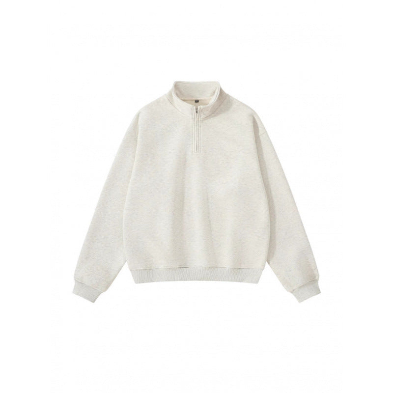 Unisex Oversize-Halfzip-Sweatshirt made of cotton blend with standing collar and ribbed cuffs Amarae