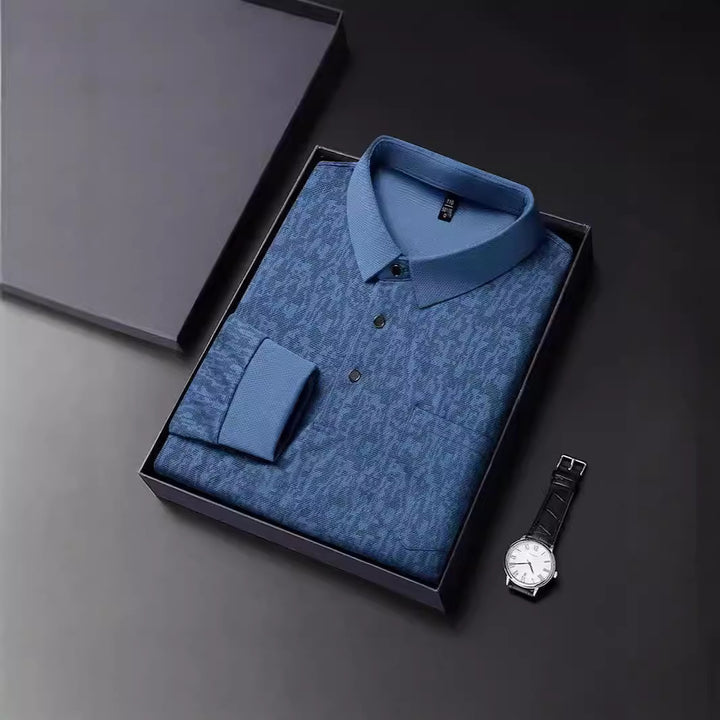 Polo shirt for men with graphic pattern and breathable functional material Lune London