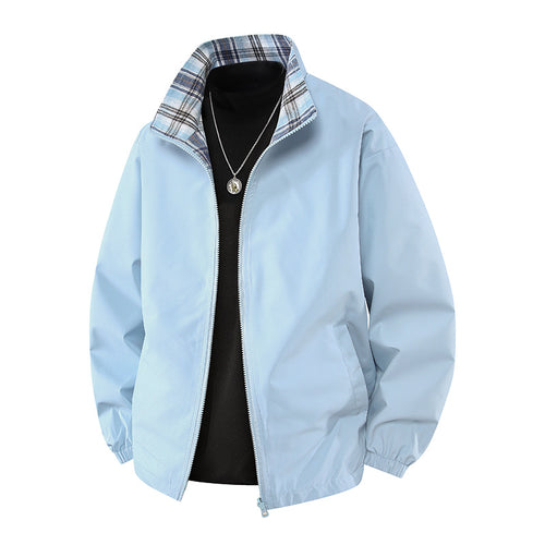 Lightweight bomber jacket for men with checkered collar Amarae
