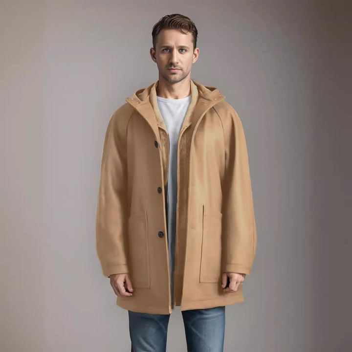 Elegant and comfortable quilted jacket for men with hood Lune London