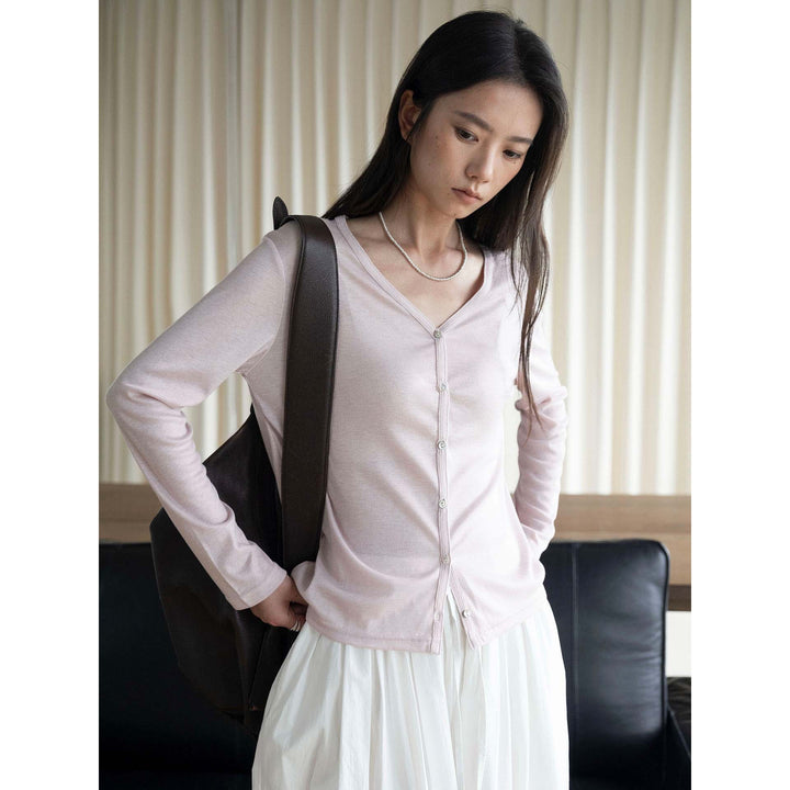Women's Lightweight Viscose Fine Knit Cardigan with Buttonless Closure and Relaxed Fit Amarae