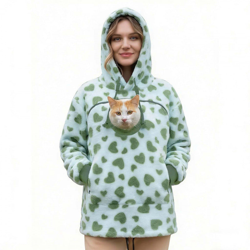 Women’s hoodie with integrated cat cave and extra soft fleece Amarae