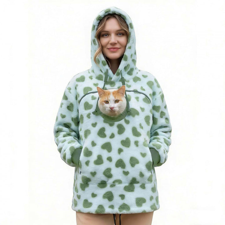 Women’s hoodie with integrated cat cave and extra soft fleece Amarae