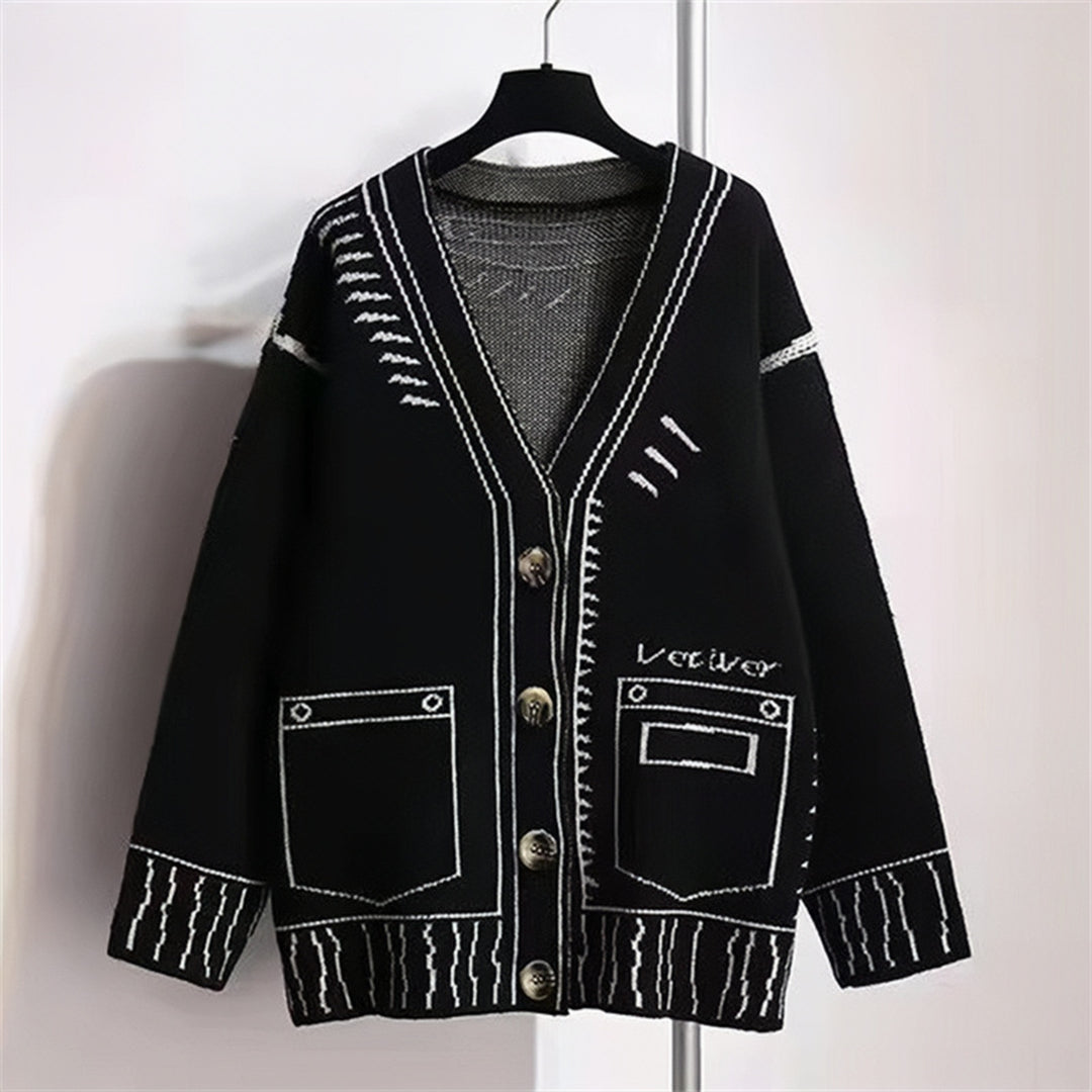 Knit jacket for women with a unique graphic design and high-quality button details Lune London