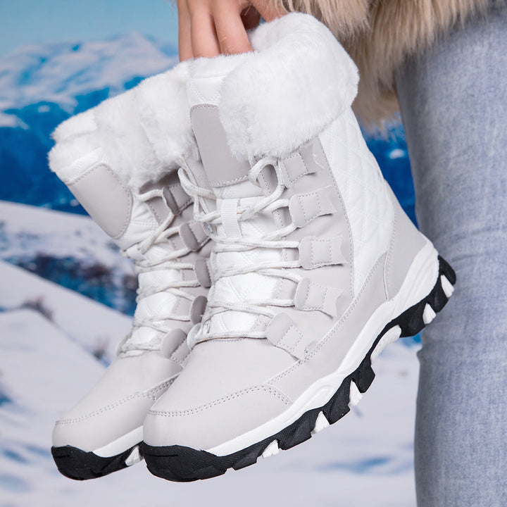 Women's Insulated Thermal Winter Boots with Quilted Surface, Faux Fur Collar and Textured Multi-Zone Outsole Amarae