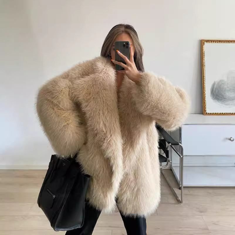 Ladies Boucle Faux Fur Jacket Lune London