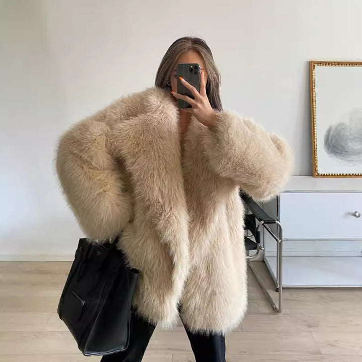 Ladies Boucle Faux Fur Jacket Lune London